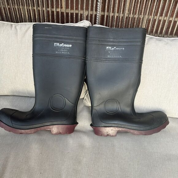 LaCrosse Rubber Mud And Rain Boots Mens 7 Womens 9 Made In USA- Black - Picture 8 of 11